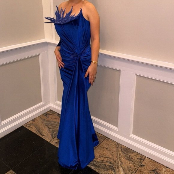 Elegant Blue Evening Gown Kosovo Goddess Exclusive dress corset back - Picture 3 of 4